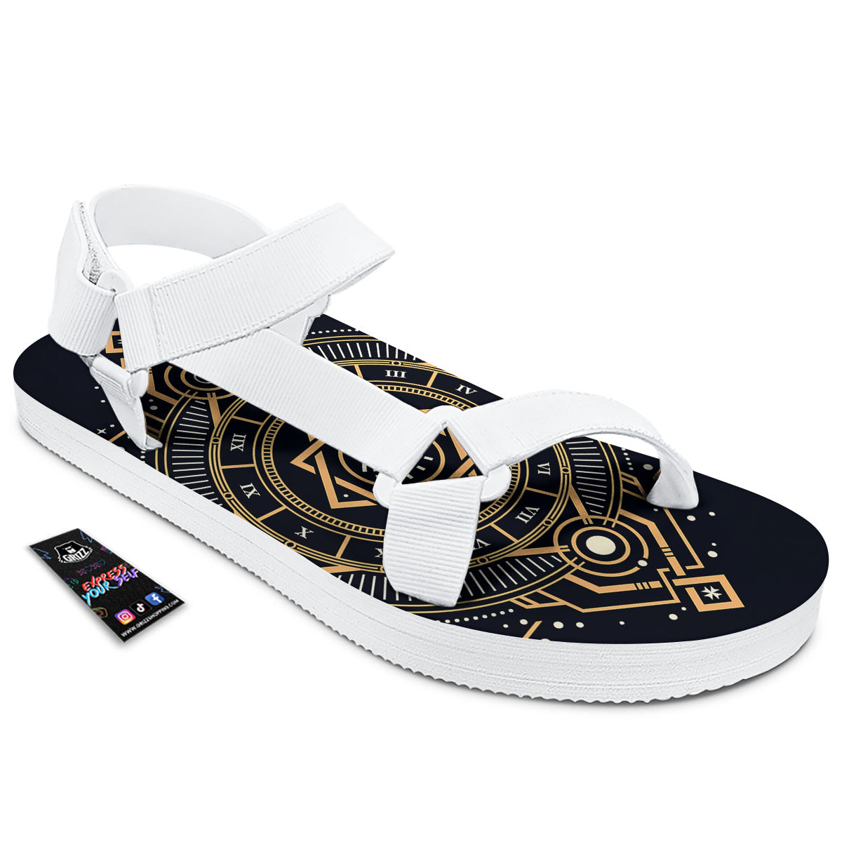 Freemasonry Masonic Eye Print White Open Toe Sandals-grizzshop