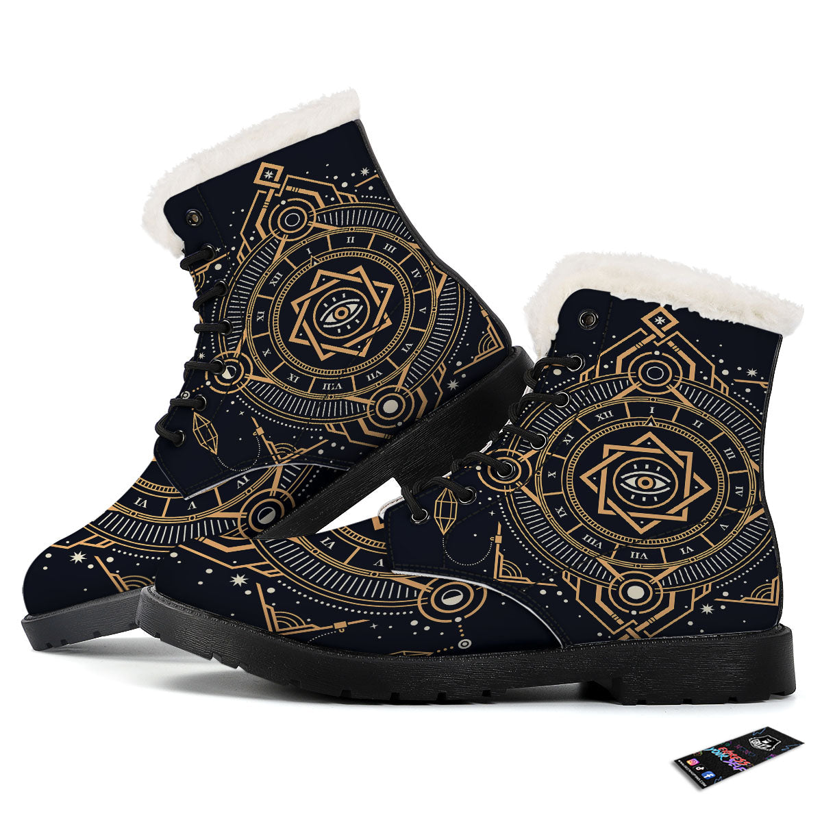 Freemasonry Masonic Eye Print Winter Boots-grizzshop