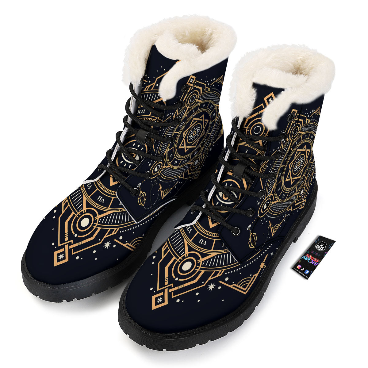 Freemasonry Masonic Eye Print Winter Boots-grizzshop