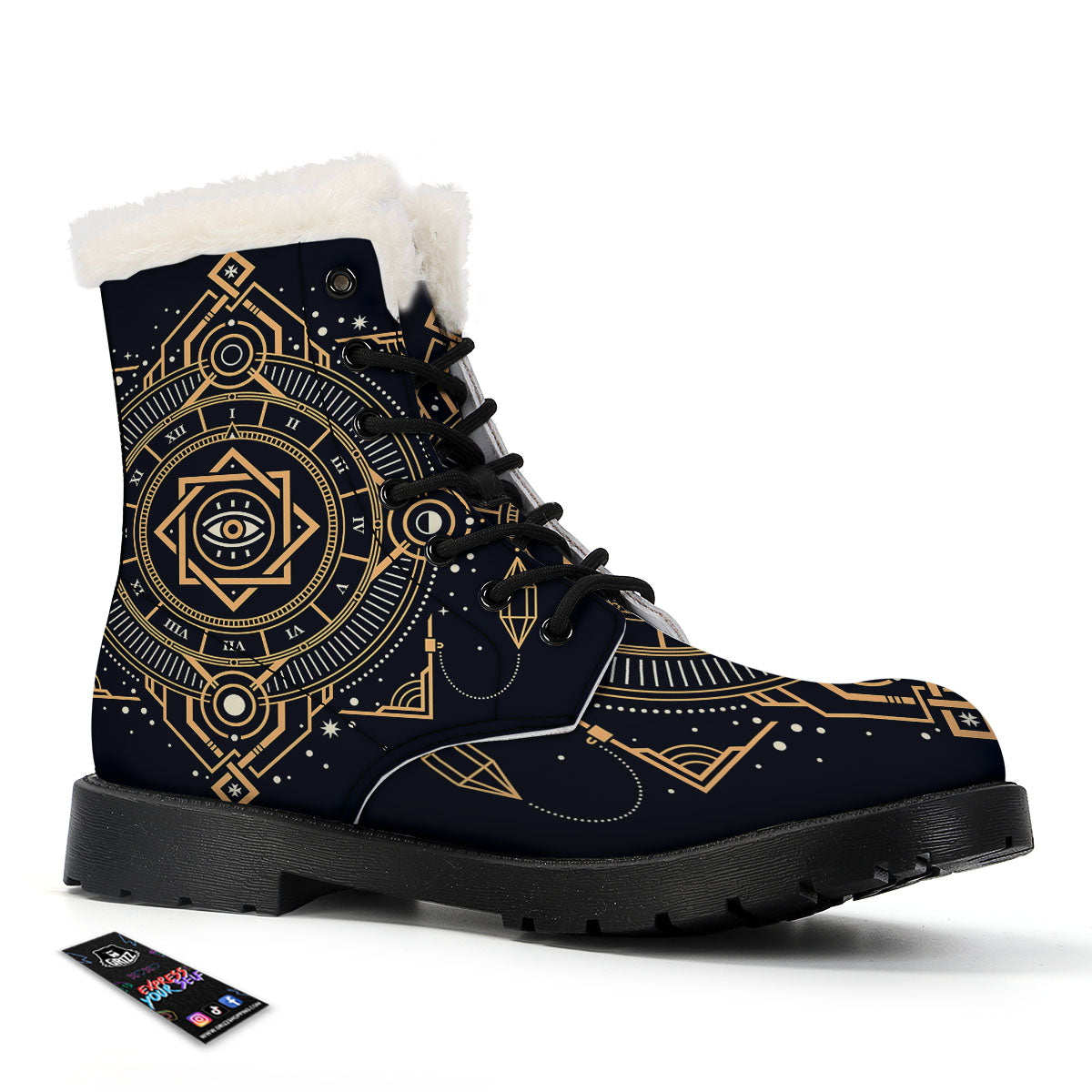 Freemasonry Masonic Eye Print Winter Boots-grizzshop