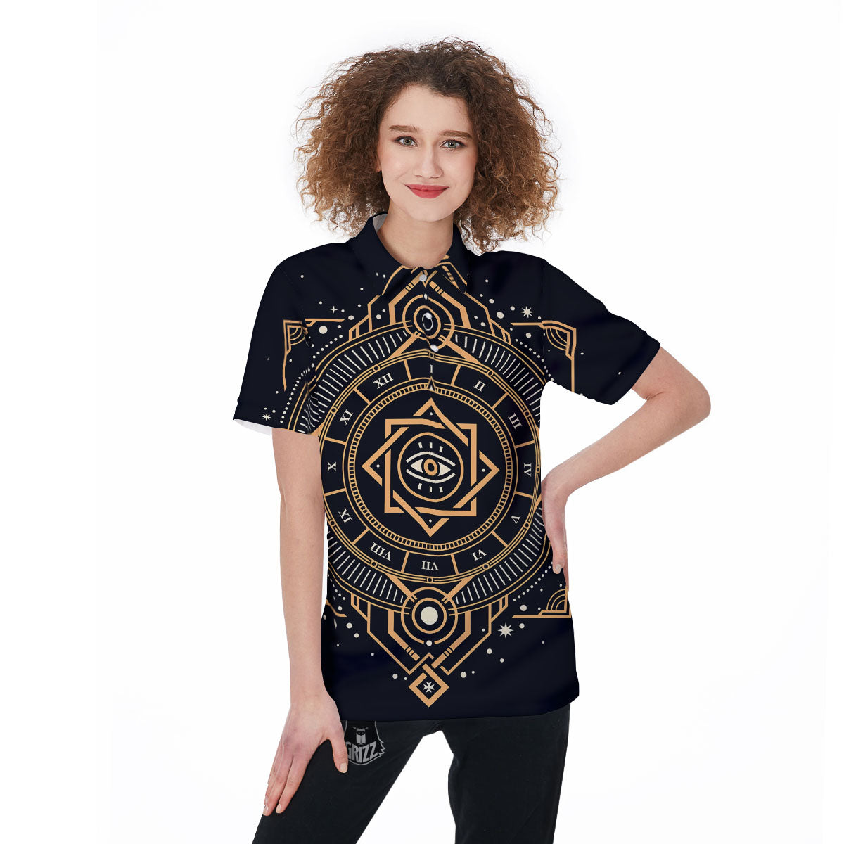 Freemasonry Masonic Eye Print Women's Golf Shirts-grizzshop