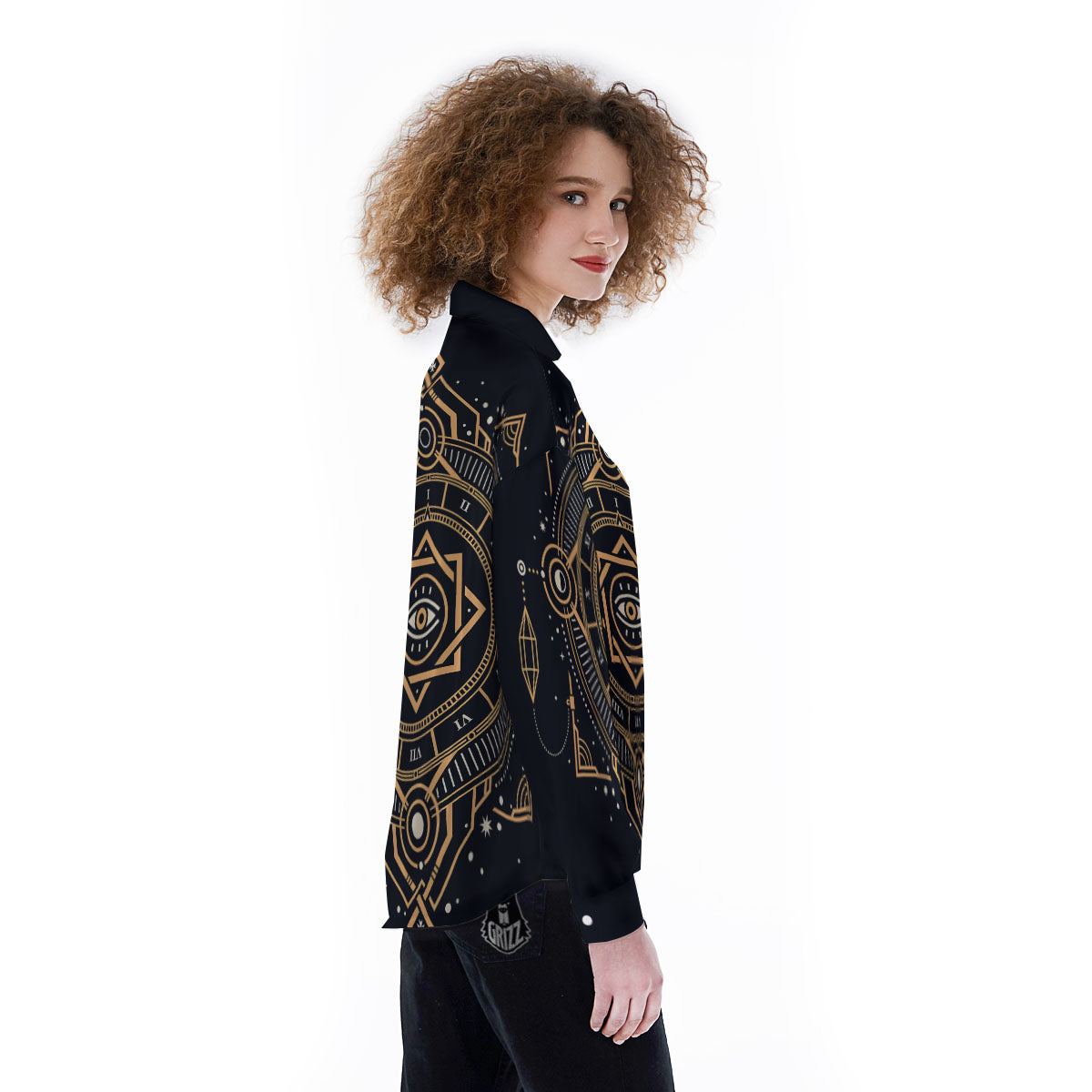 Freemasonry Masonic Eye Print Women's Long Sleeve Shirts-grizzshop