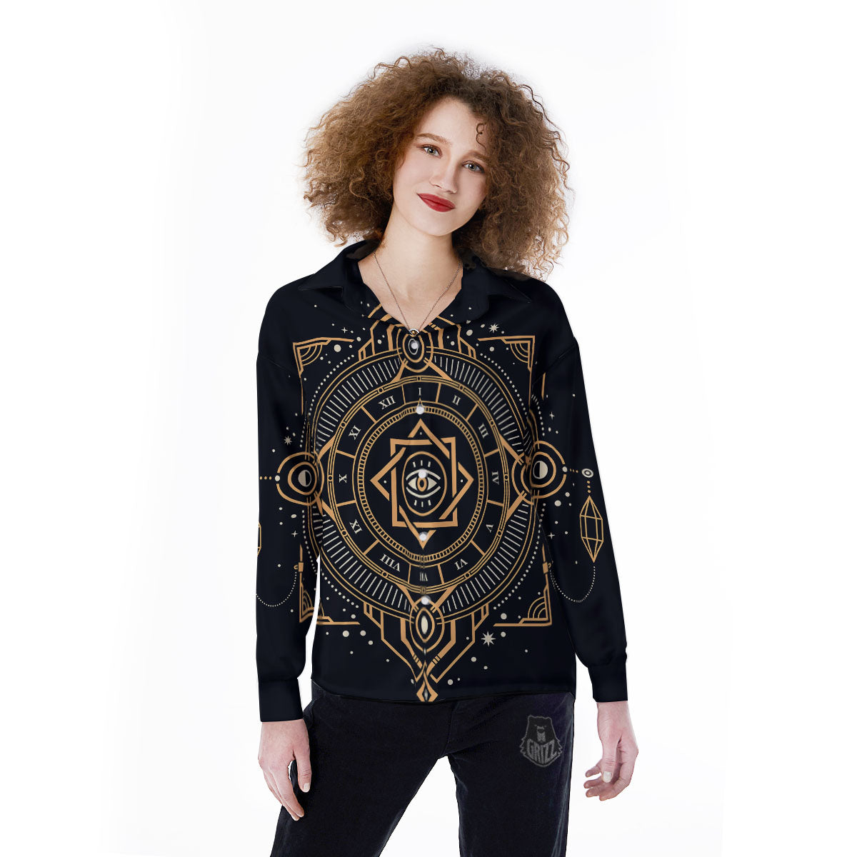 Freemasonry Masonic Eye Print Women's Long Sleeve Shirts-grizzshop