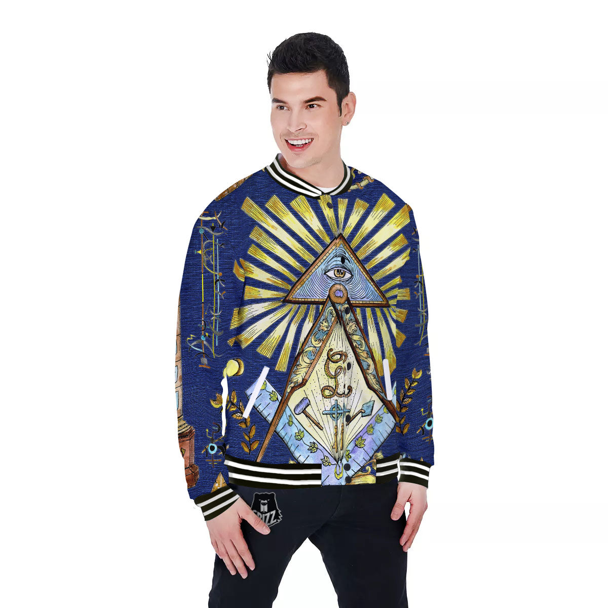 Freemasonry Masonic Vintage Print Baseball Jacket-grizzshop