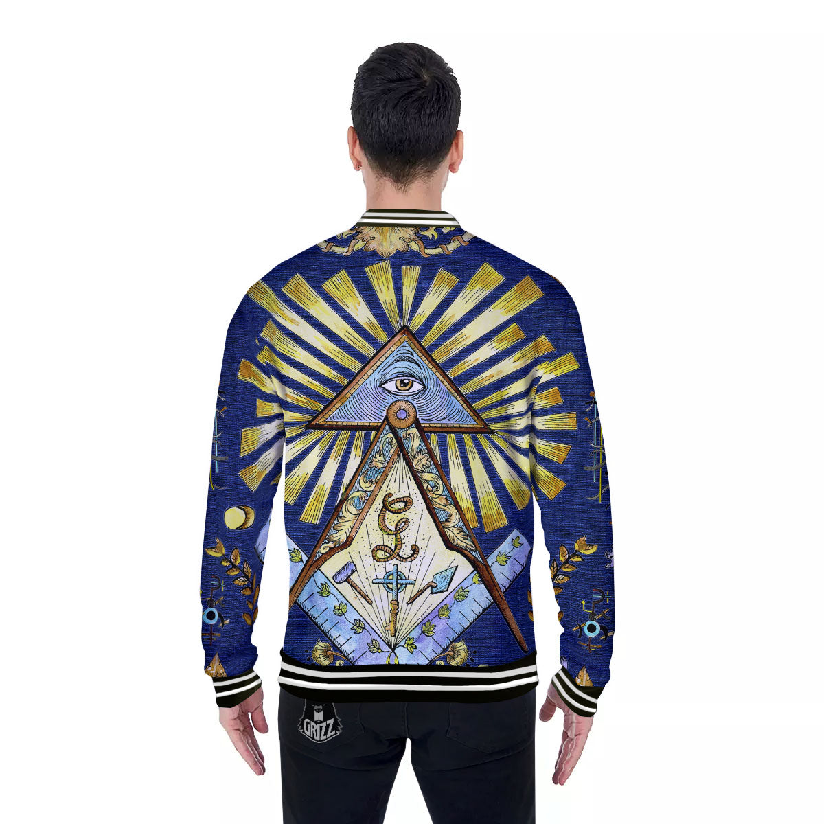 Freemasonry Masonic Vintage Print Baseball Jacket-grizzshop