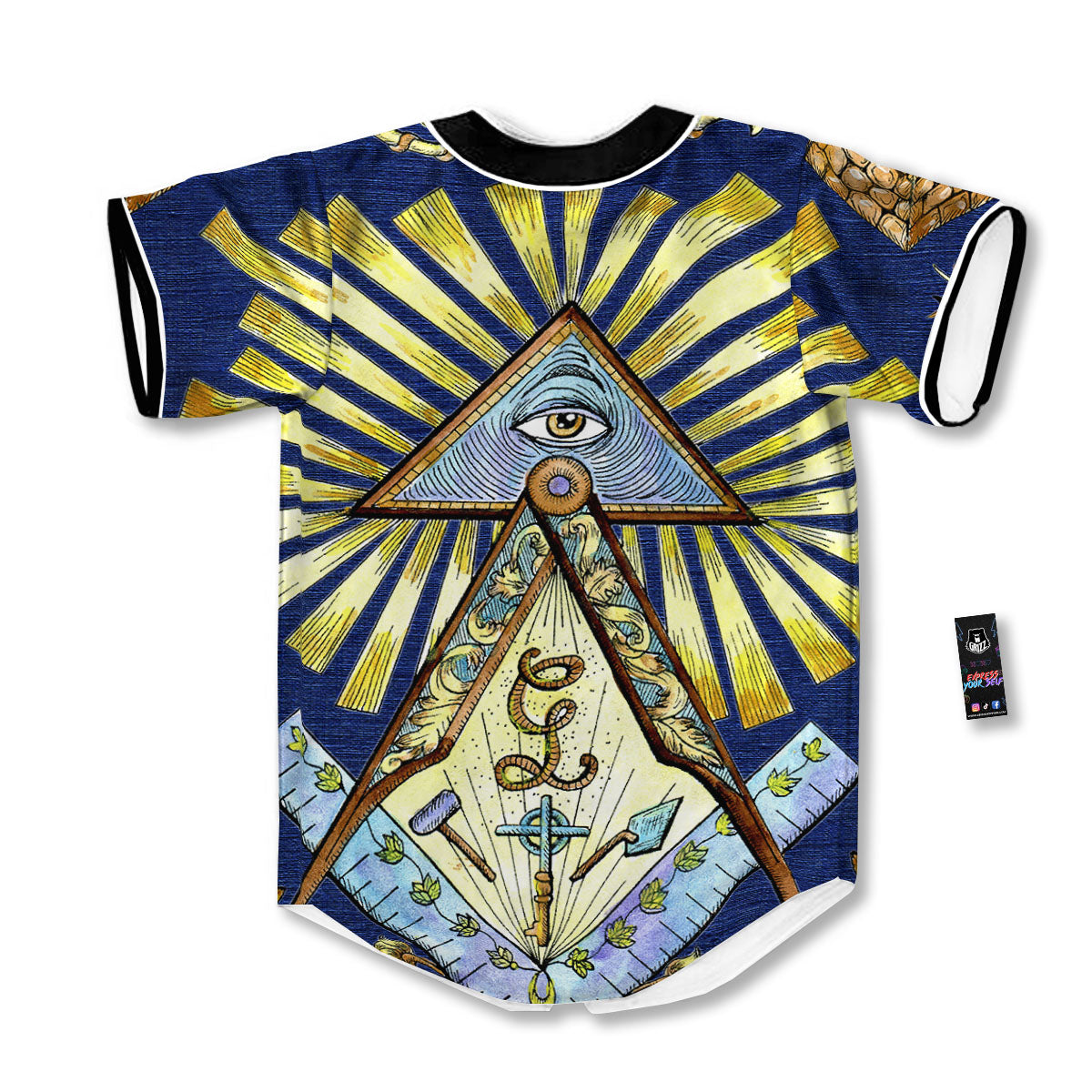 Freemasonry Masonic Vintage Print Baseball Jersey-grizzshop