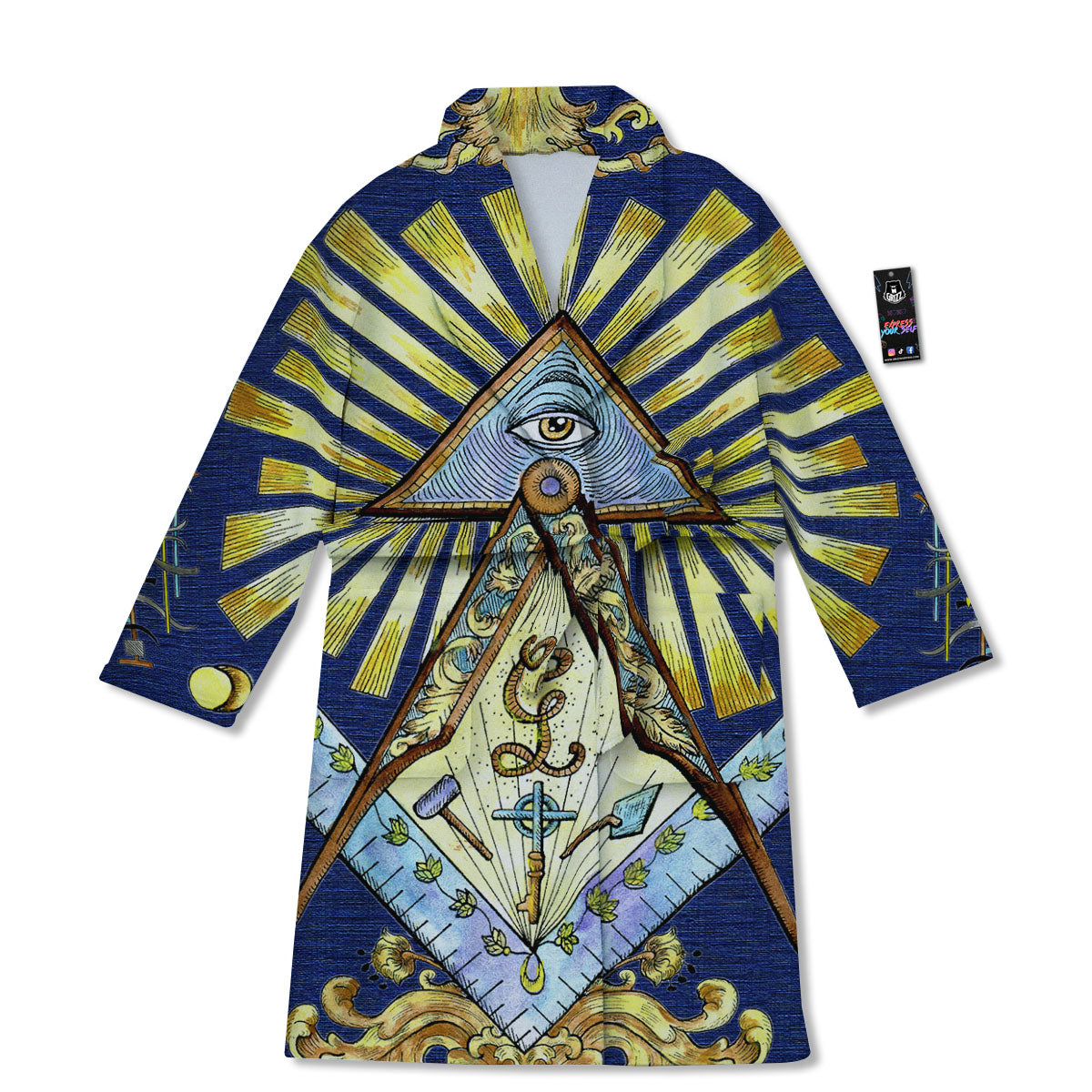 Freemasonry Masonic Vintage Print Bathrobe-grizzshop
