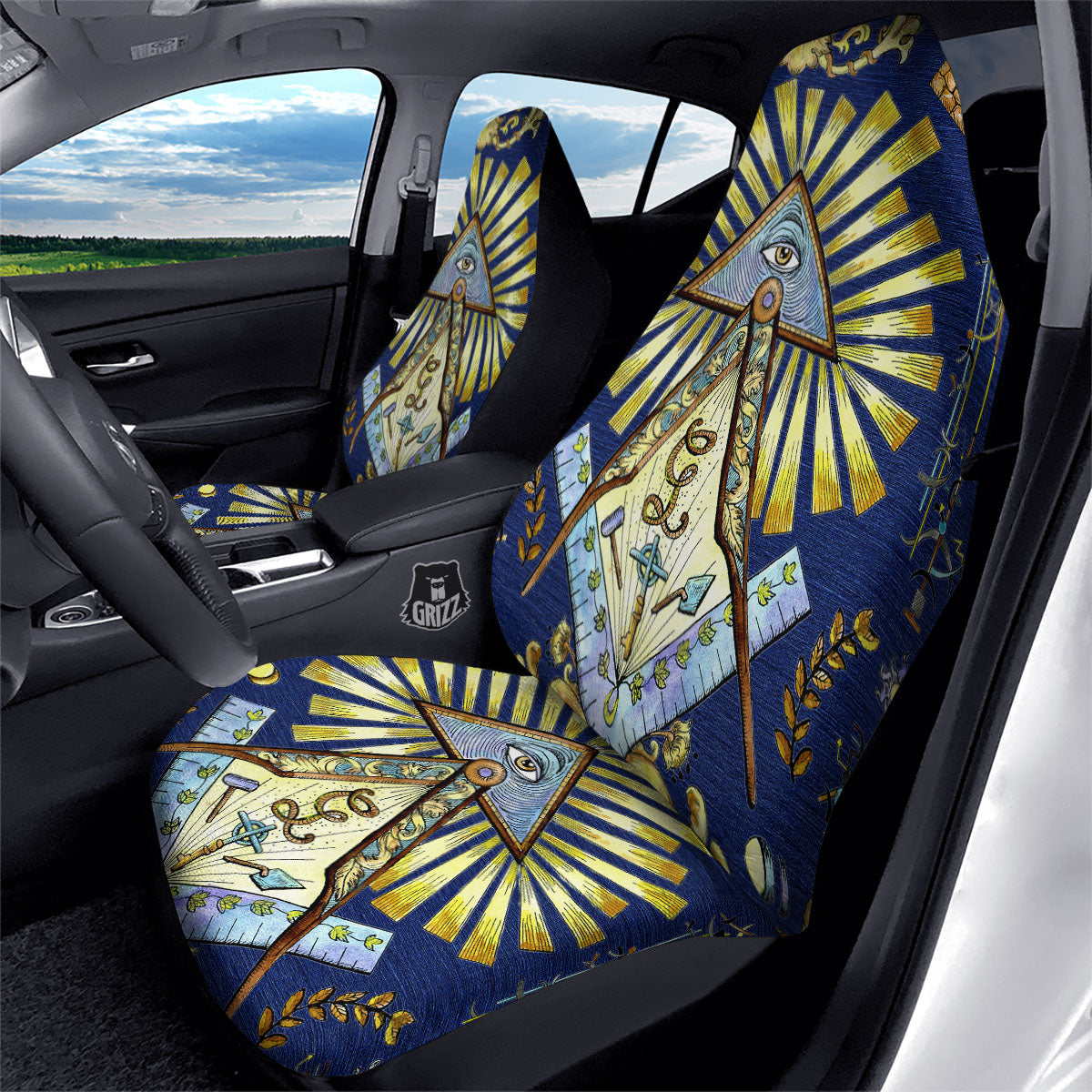 Freemasonry Masonic Vintage Print Car Seat Covers-grizzshop