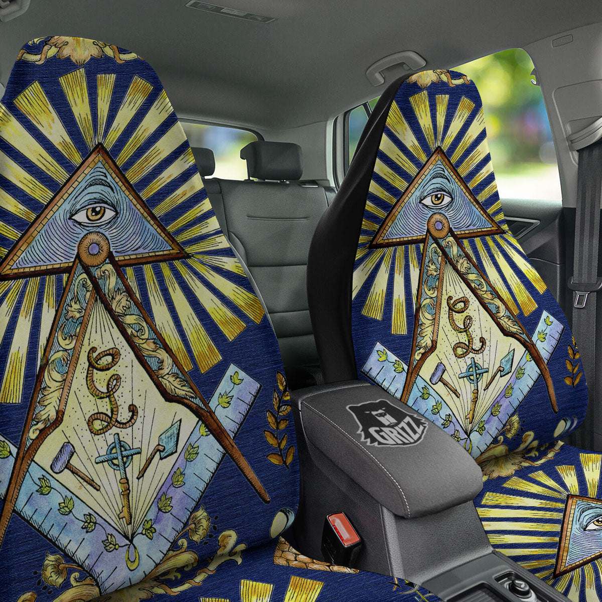 Freemasonry Masonic Vintage Print Car Seat Covers-grizzshop