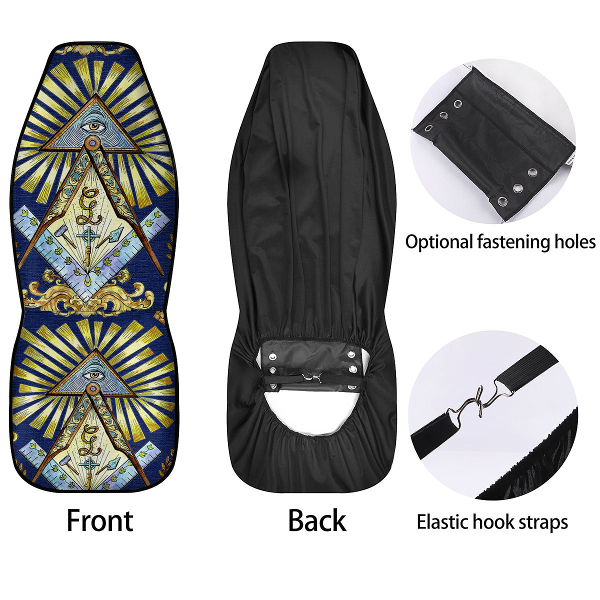 Freemasonry Masonic Vintage Print Car Seat Covers-grizzshop