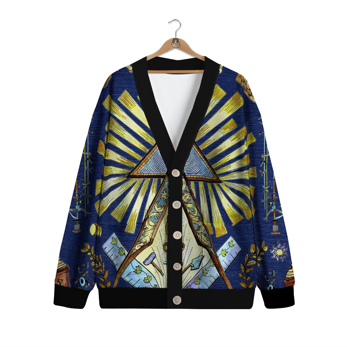 Freemasonry Masonic Vintage Print Cardigan-grizzshop