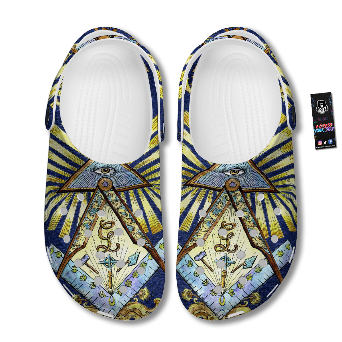 Freemasonry Masonic Vintage Print Clog-grizzshop