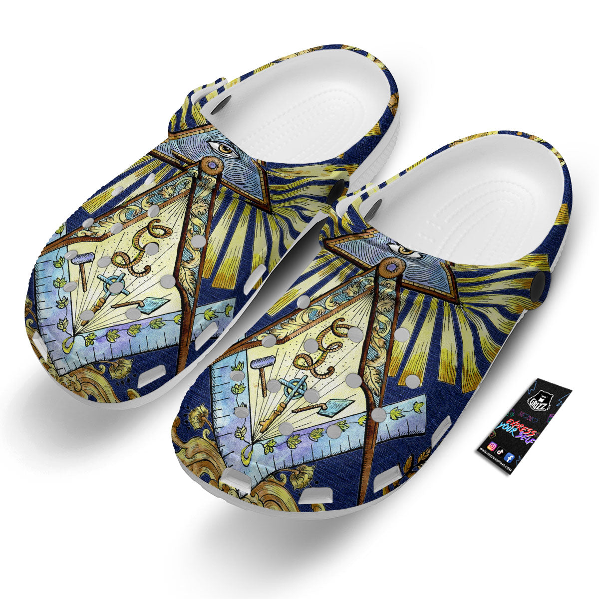 Freemasonry Masonic Vintage Print Clog-grizzshop