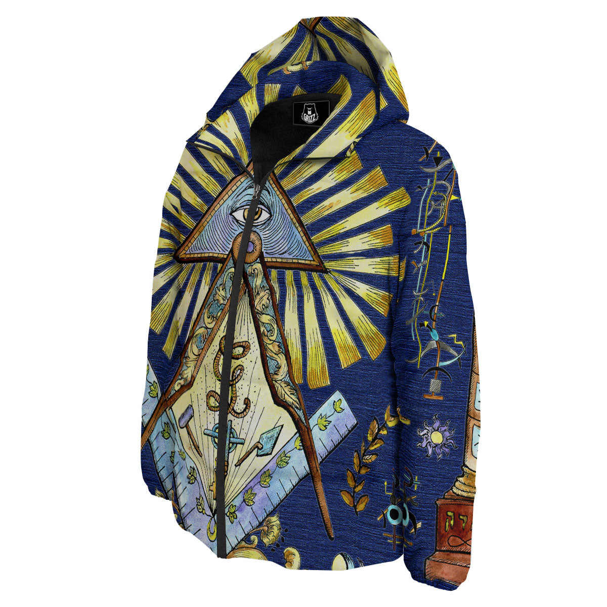 Freemasonry Masonic Vintage Print Down Jacket-grizzshop