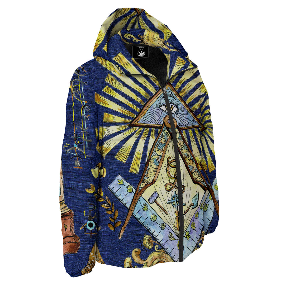 Freemasonry Masonic Vintage Print Down Jacket-grizzshop