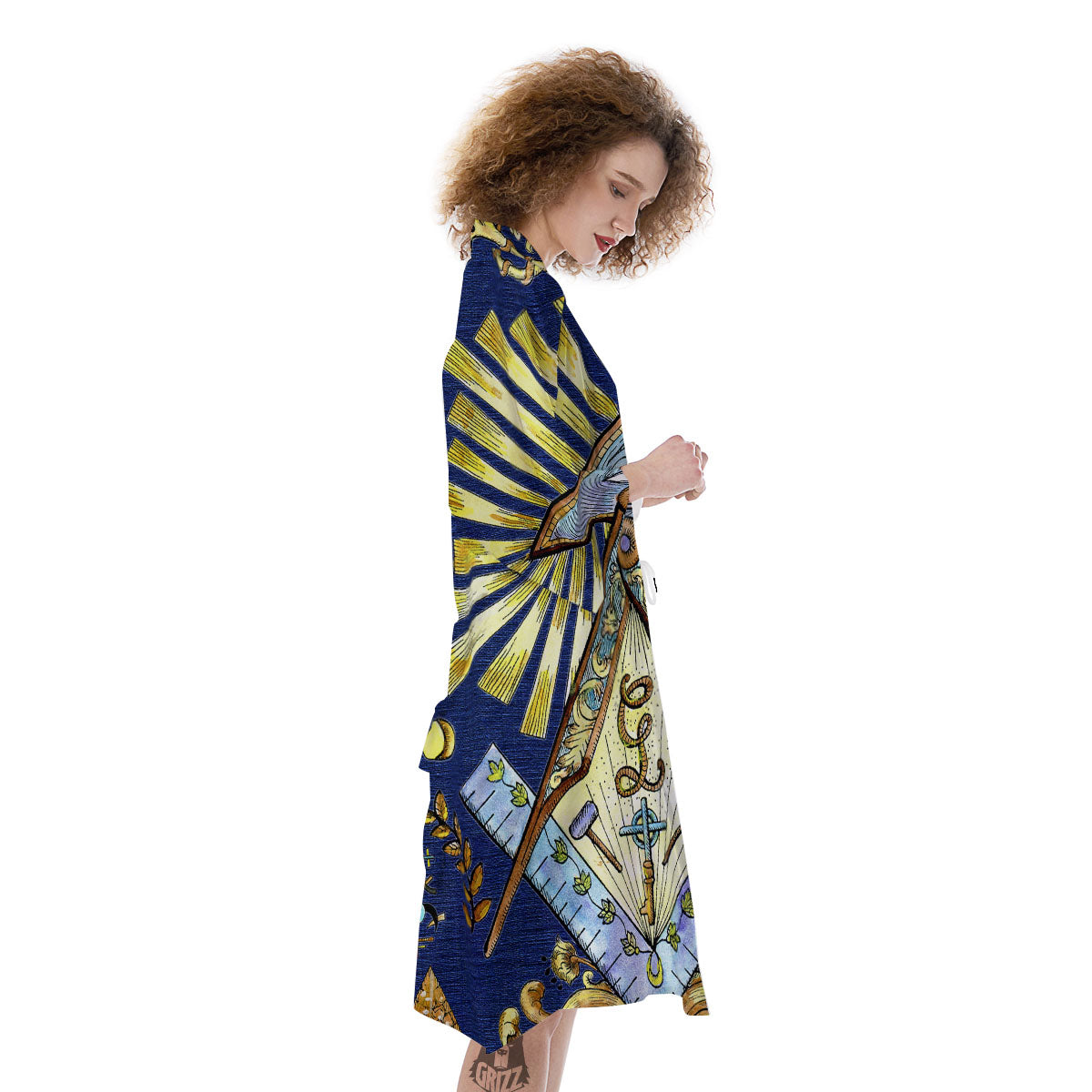 Freemasonry Masonic Vintage Print Kimono-grizzshop