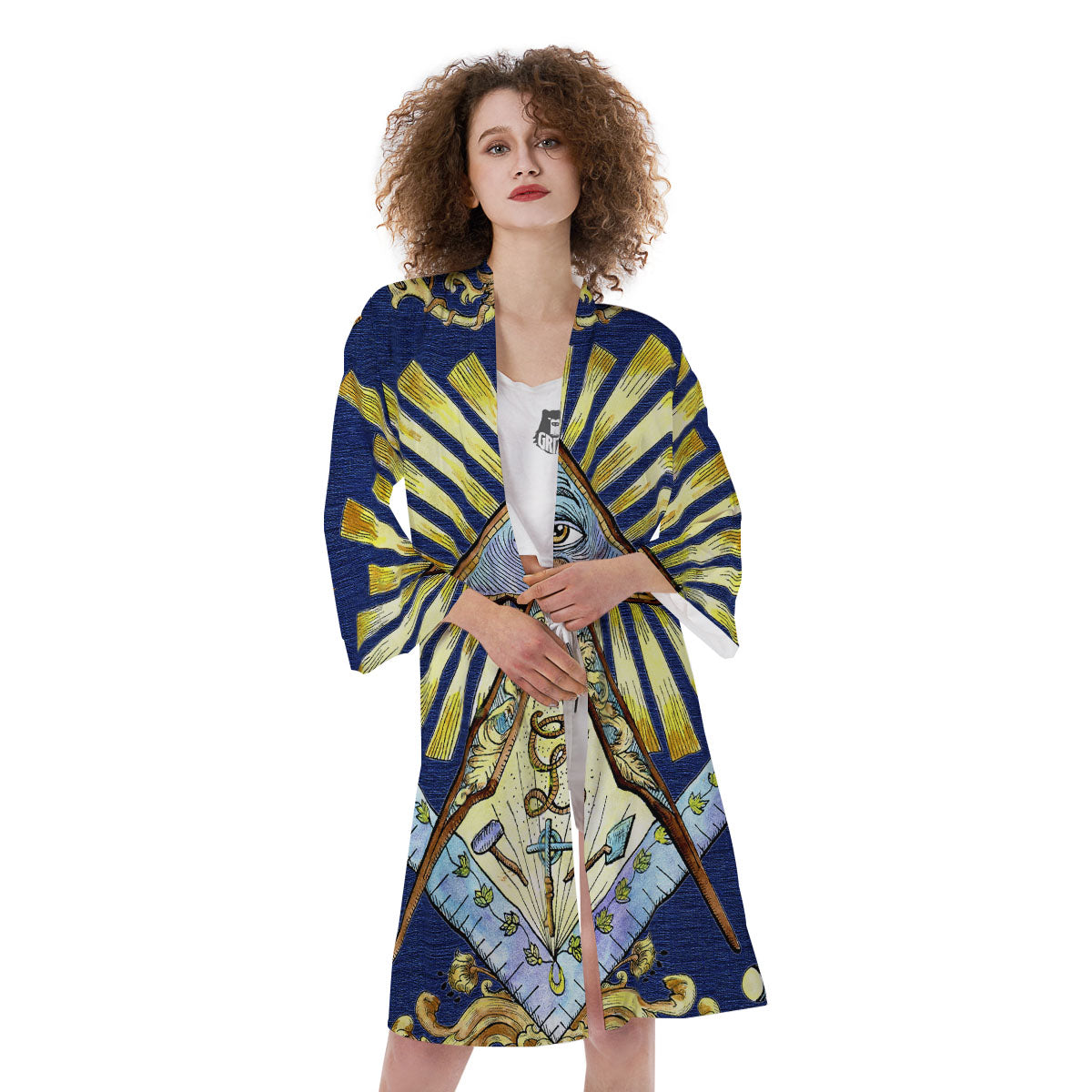Freemasonry Masonic Vintage Print Kimono-grizzshop