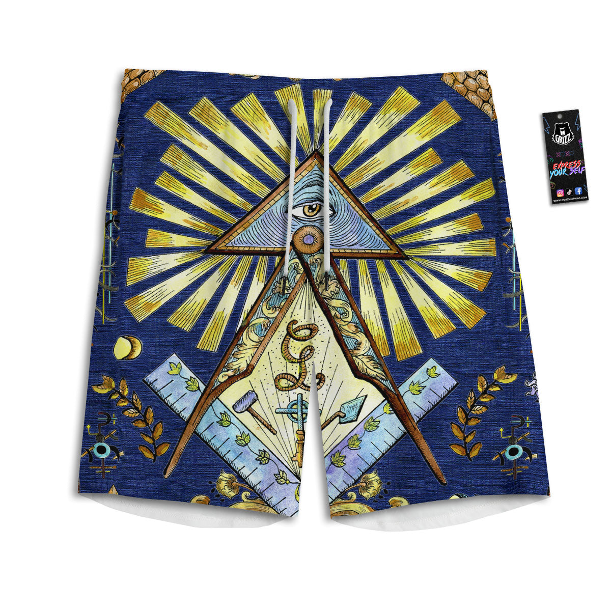 Freemasonry Masonic Vintage Print Men's Athletic Shorts