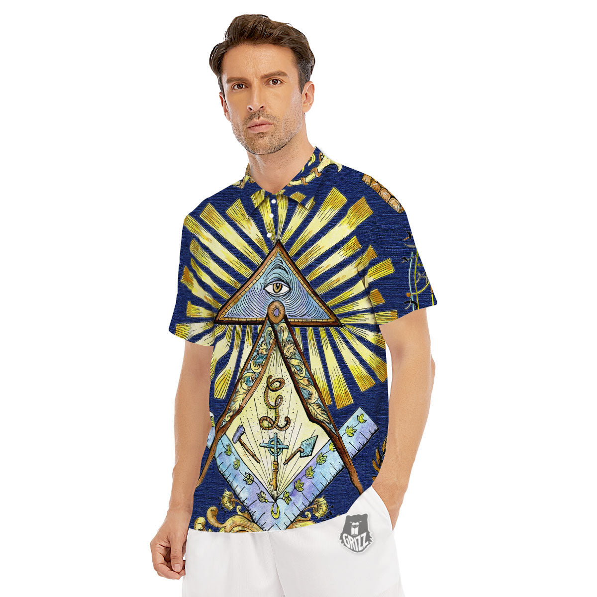 Freemasonry Masonic Vintage Print Men's Golf Shirts-grizzshop