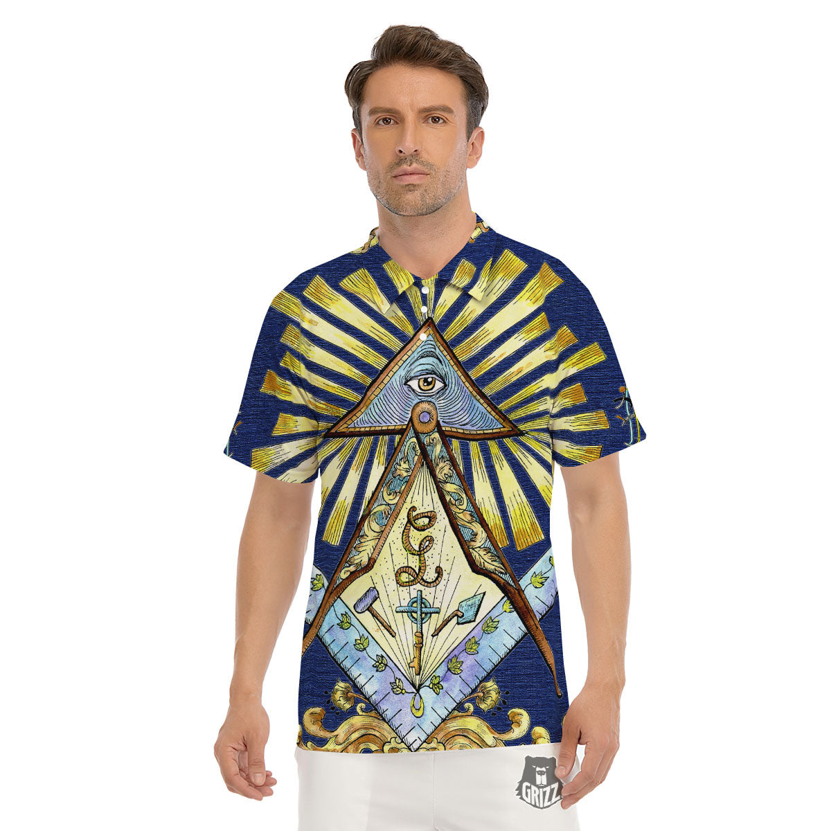 Freemasonry Masonic Vintage Print Men's Golf Shirts-grizzshop