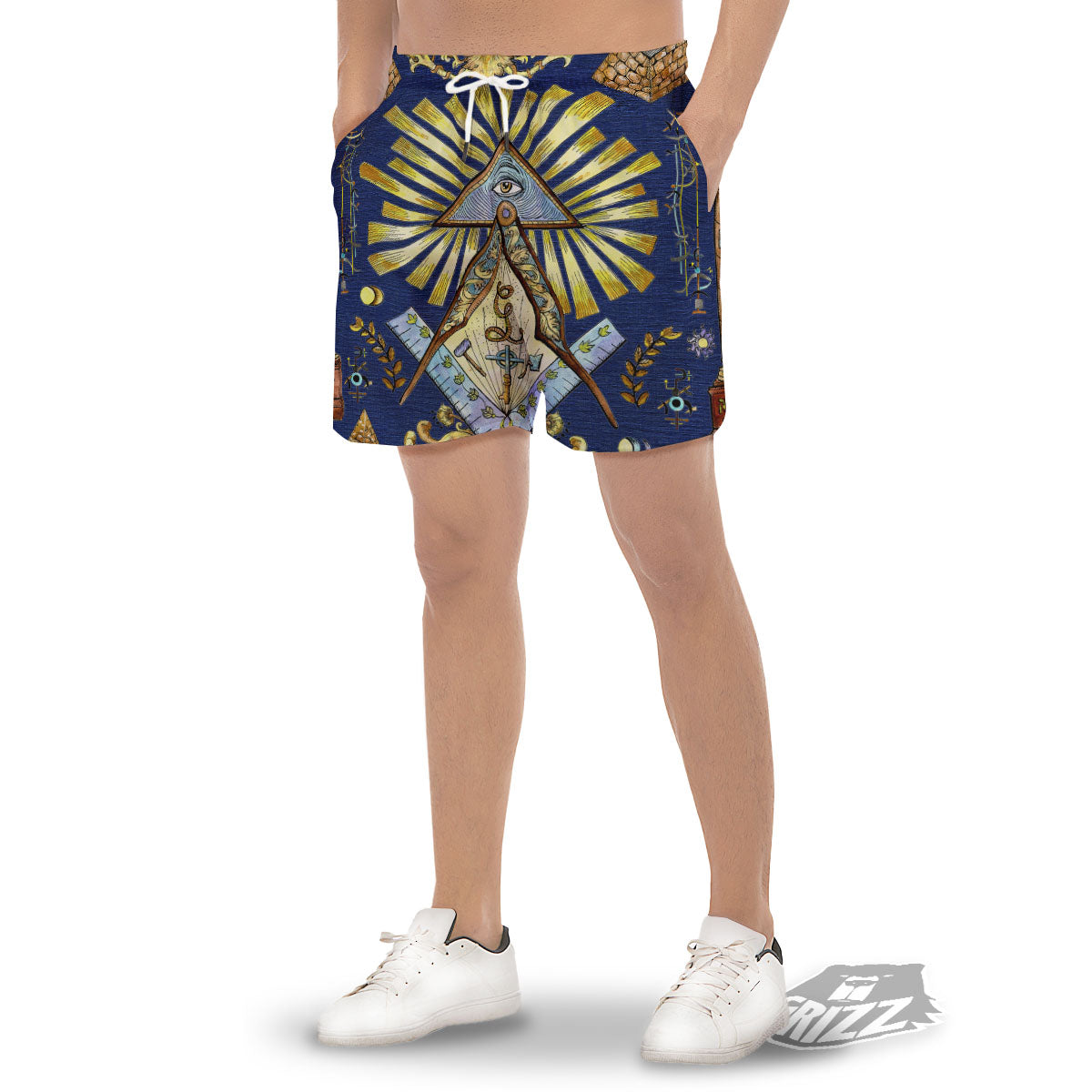 Freemasonry Masonic Vintage Print Men's Gym Shorts-grizzshop