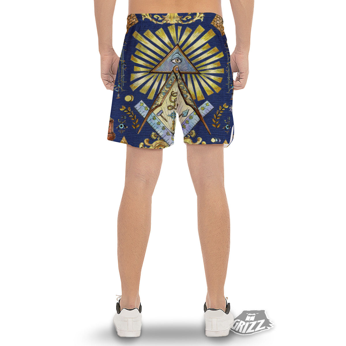 Freemasonry Masonic Vintage Print Men's Gym Shorts-grizzshop