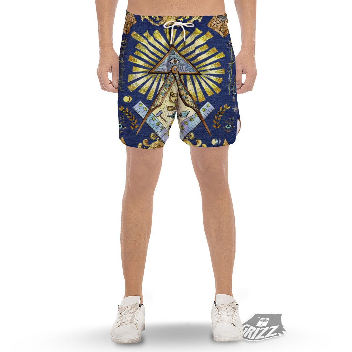 Freemasonry Masonic Vintage Print Men's Gym Shorts-grizzshop