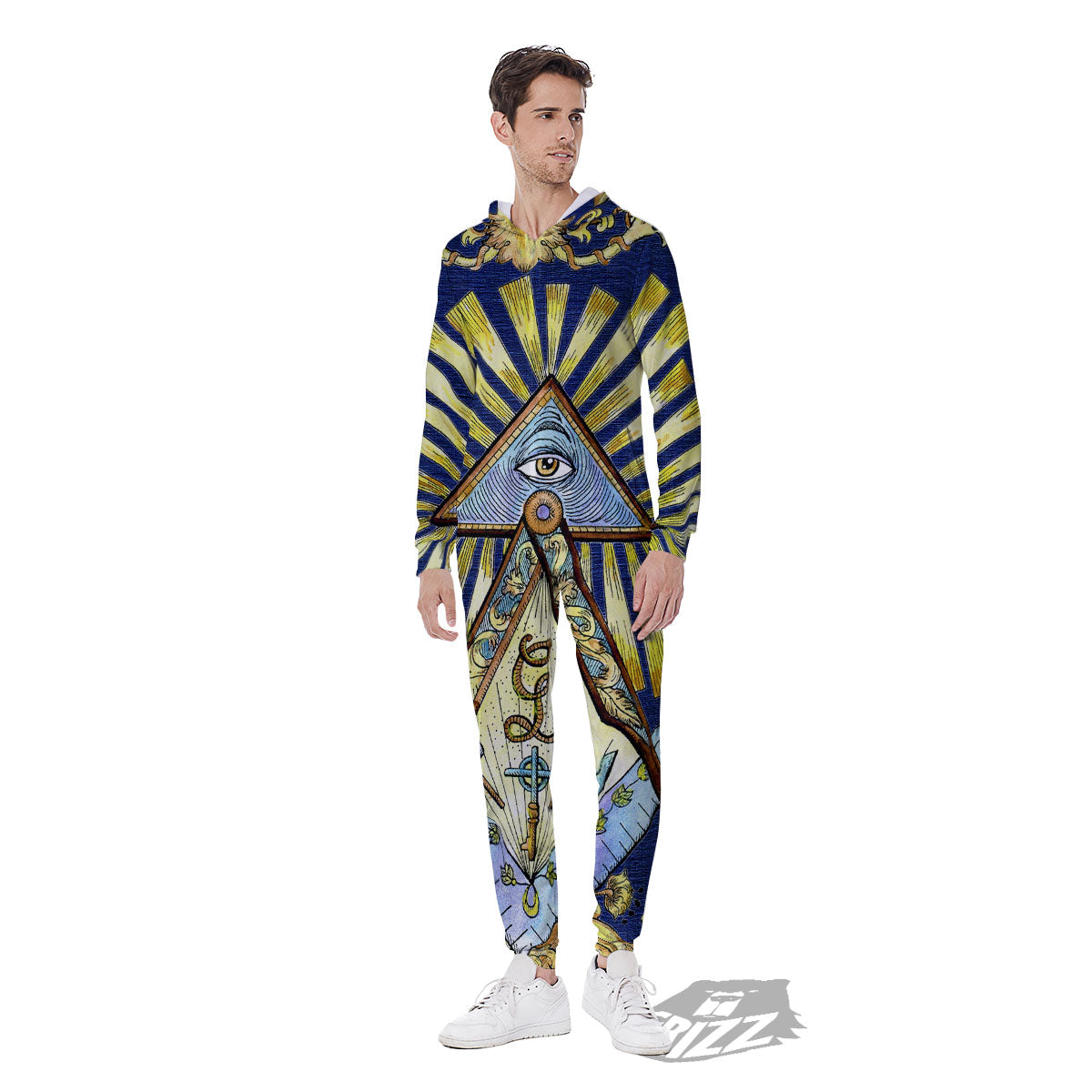 Freemasonry Masonic Vintage Print Men's Jumpsuit-grizzshop