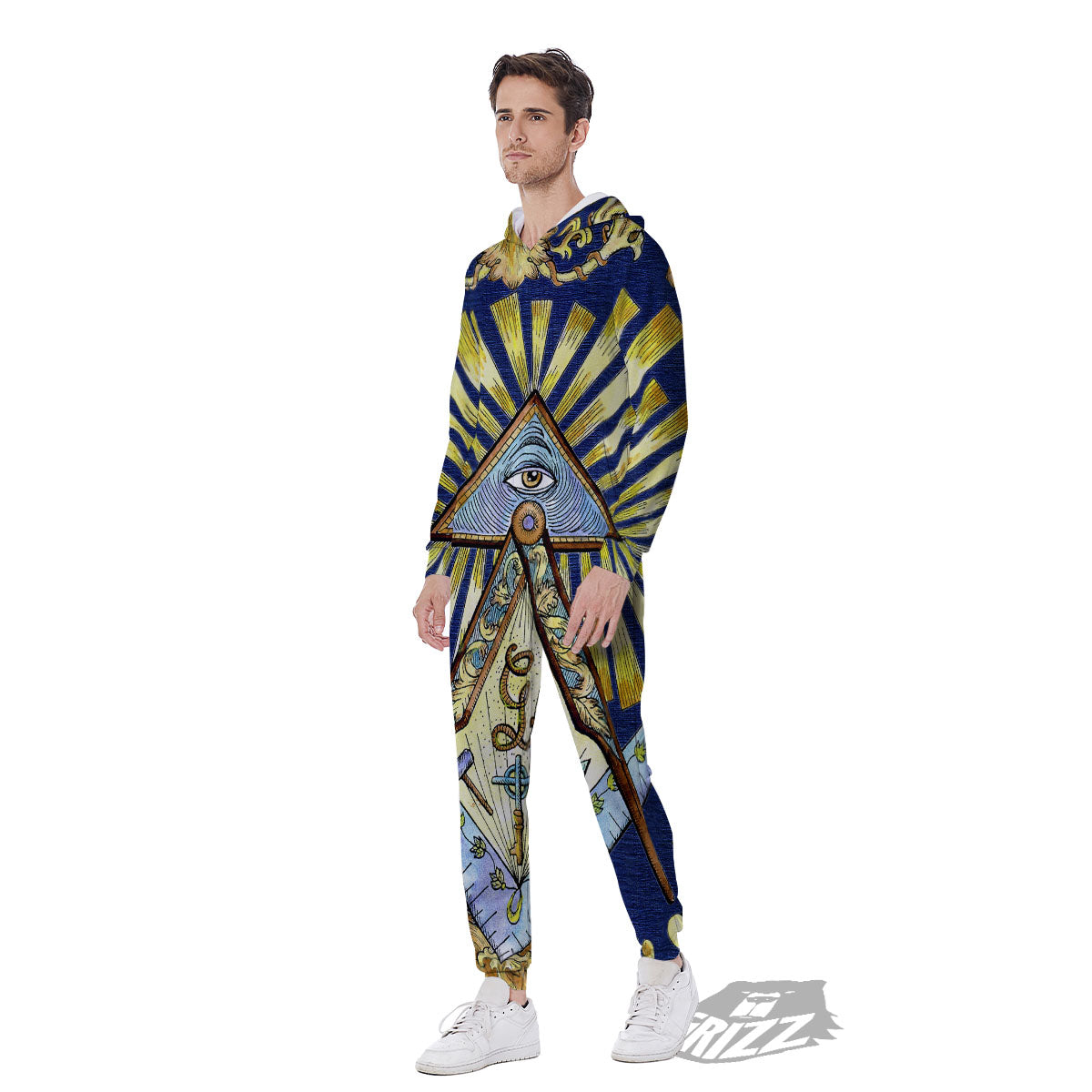 Freemasonry Masonic Vintage Print Men's Jumpsuit-grizzshop