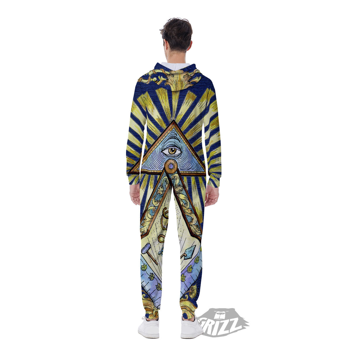 Freemasonry Masonic Vintage Print Men's Jumpsuit-grizzshop
