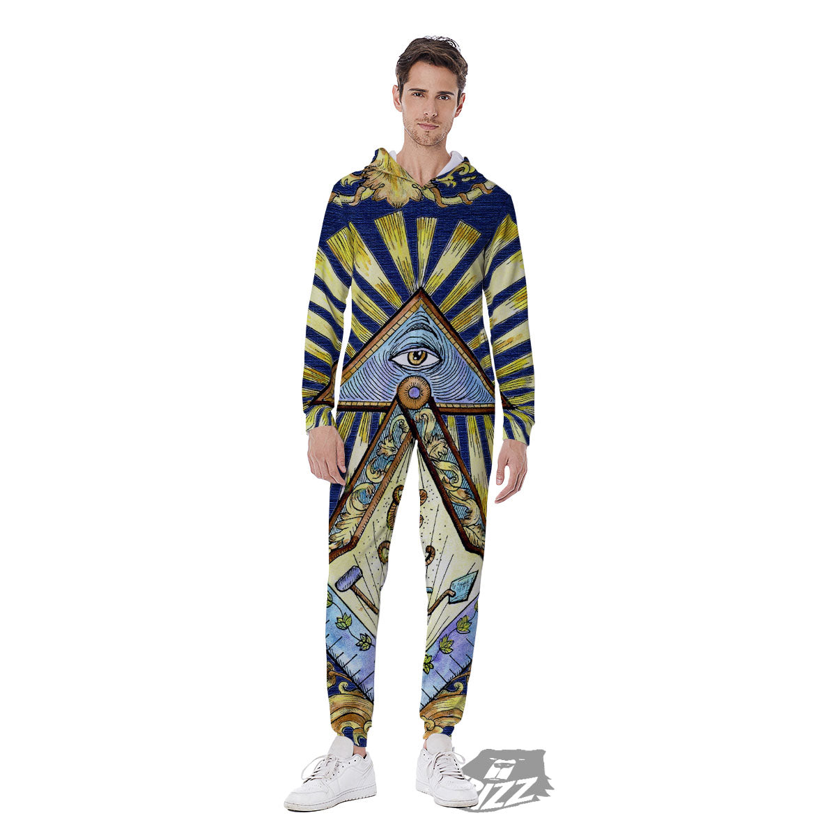 Freemasonry Masonic Vintage Print Men's Jumpsuit-grizzshop