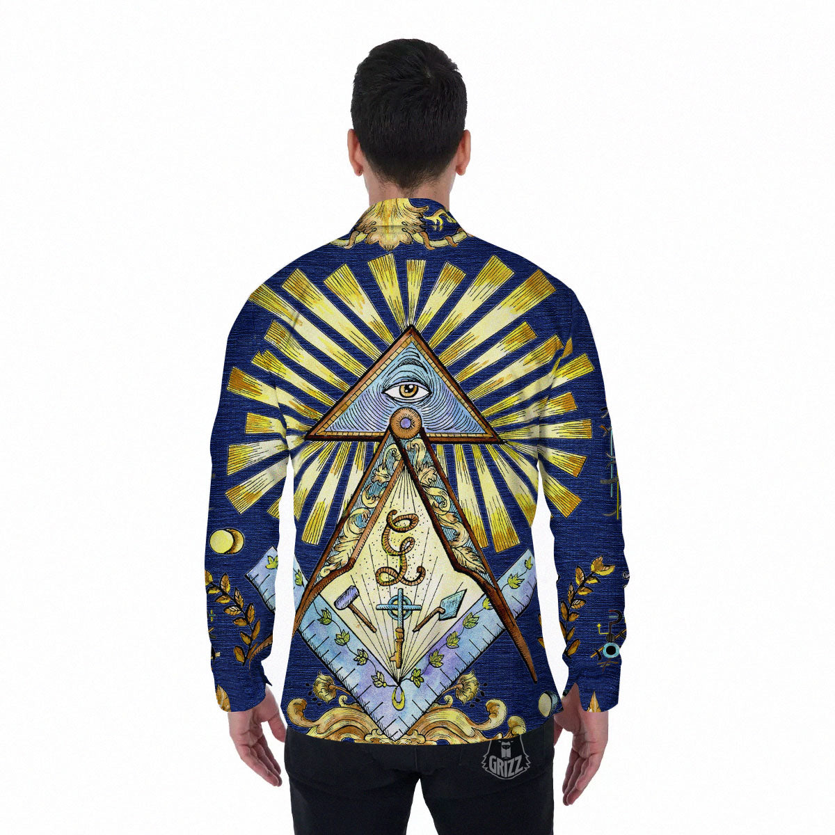 Freemasonry Masonic Vintage Print Men's Long Sleeve Shirts-grizzshop