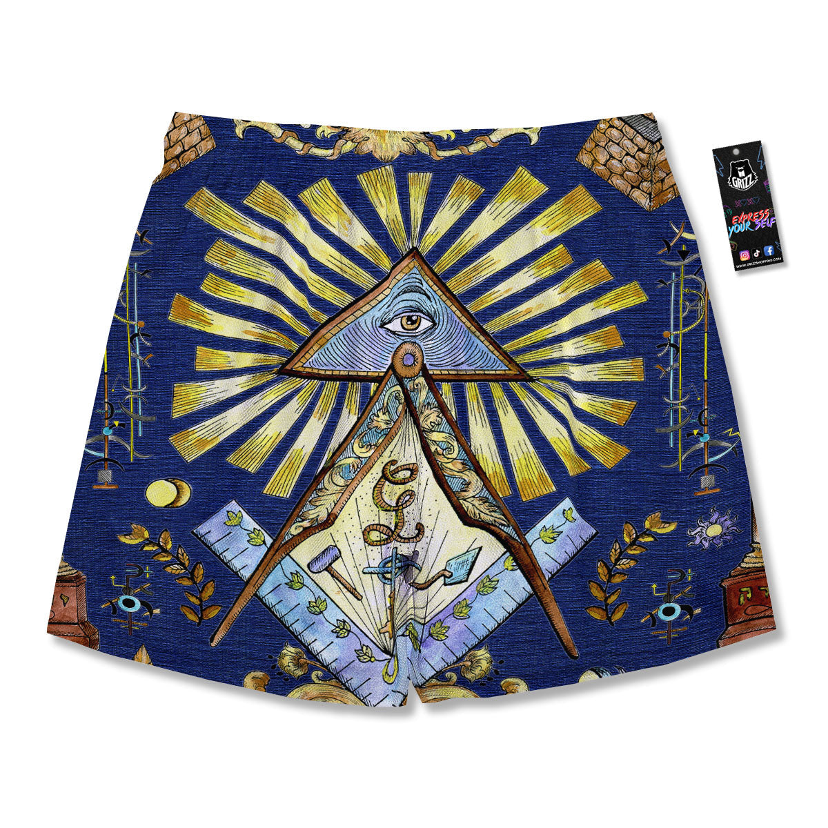Freemasonry Masonic Vintage Print Men's Running Shorts-grizzshop