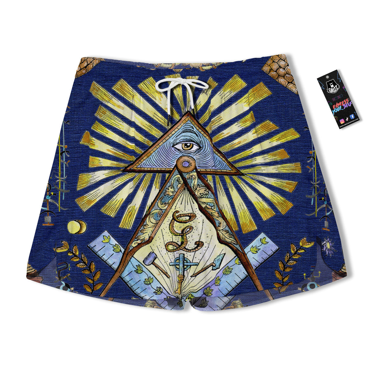 Freemasonry Masonic Vintage Print Men's Running Shorts-grizzshop