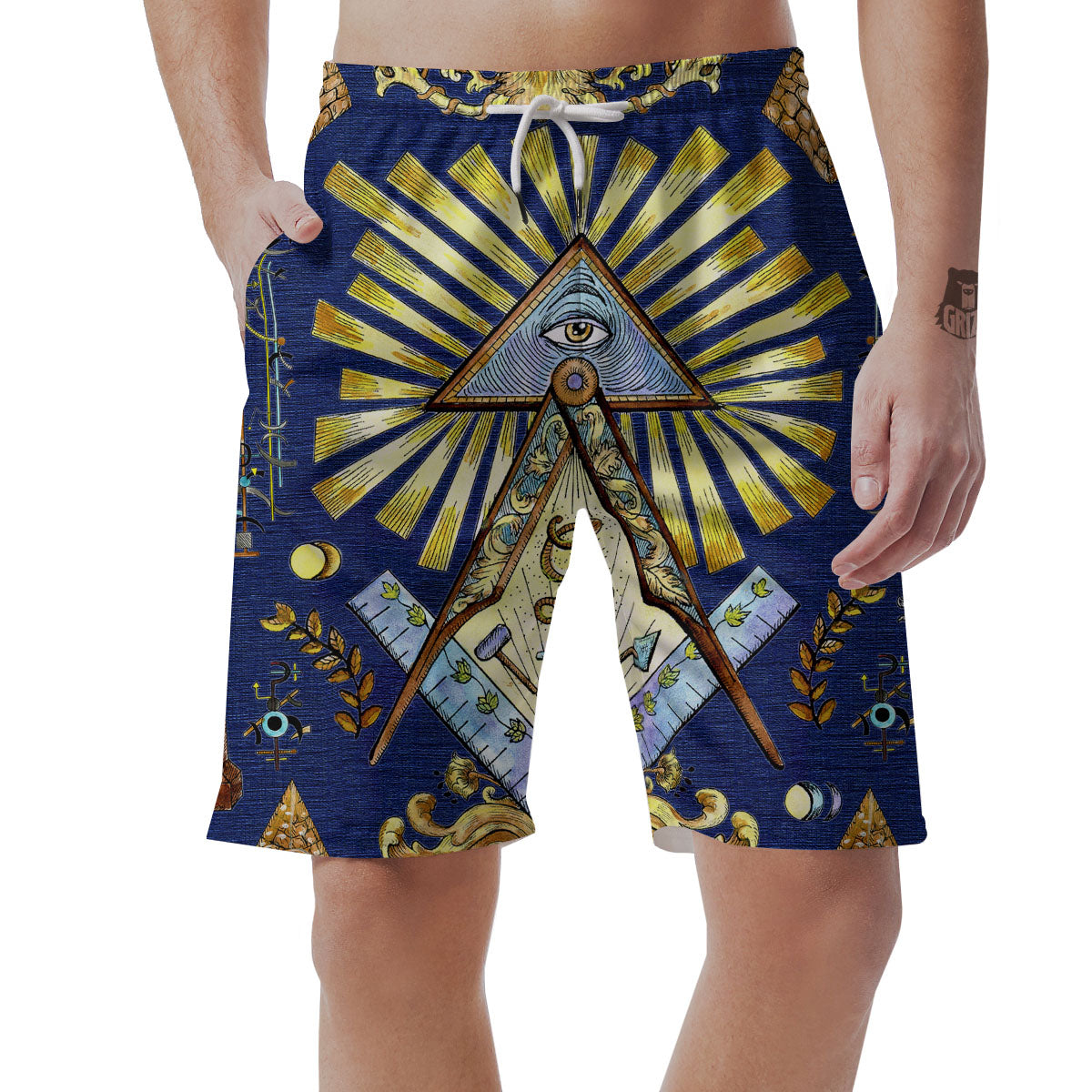 Freemasonry Masonic Vintage Print Men's Shorts-grizzshop