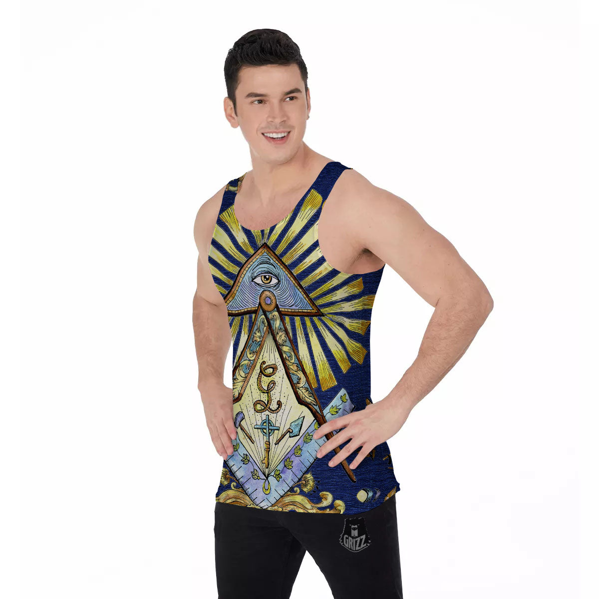 Freemasonry Masonic Vintage Print Men's Tank Top-grizzshop