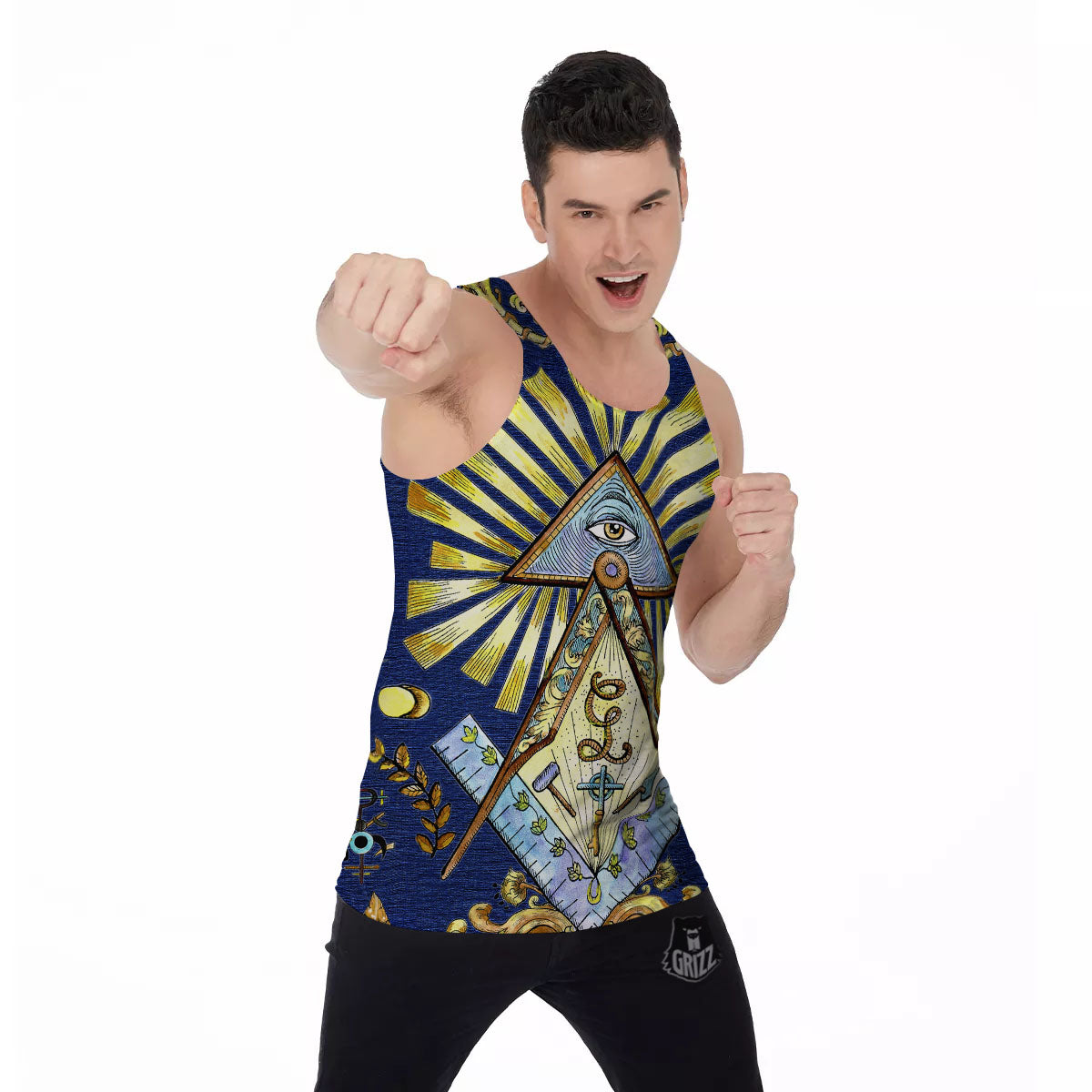 Freemasonry Masonic Vintage Print Men's Tank Top-grizzshop
