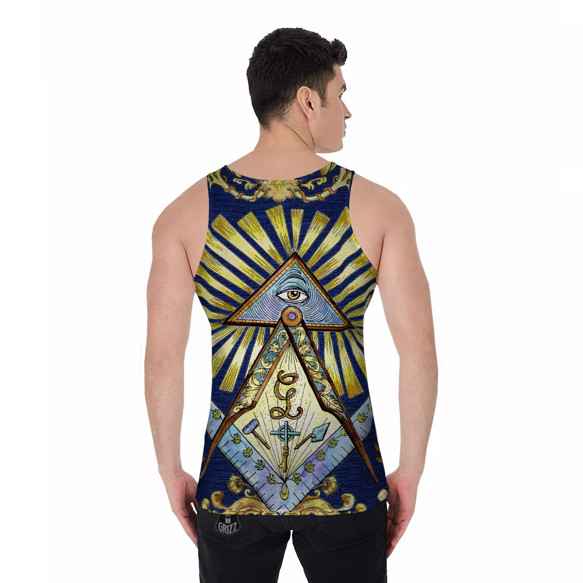 Freemasonry Masonic Vintage Print Men's Tank Top-grizzshop