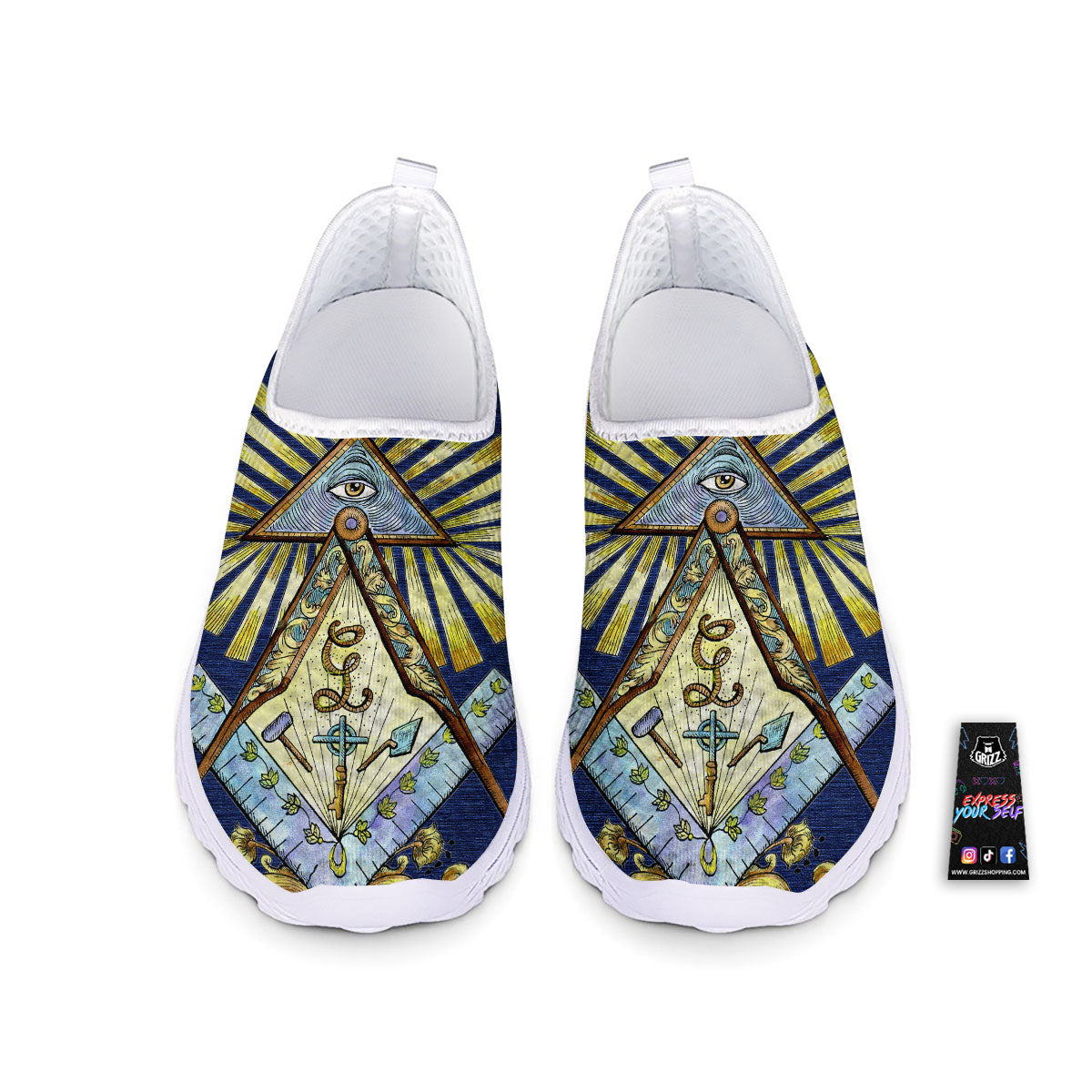 Freemasonry Masonic Vintage Print Nurse Shoes-grizzshop