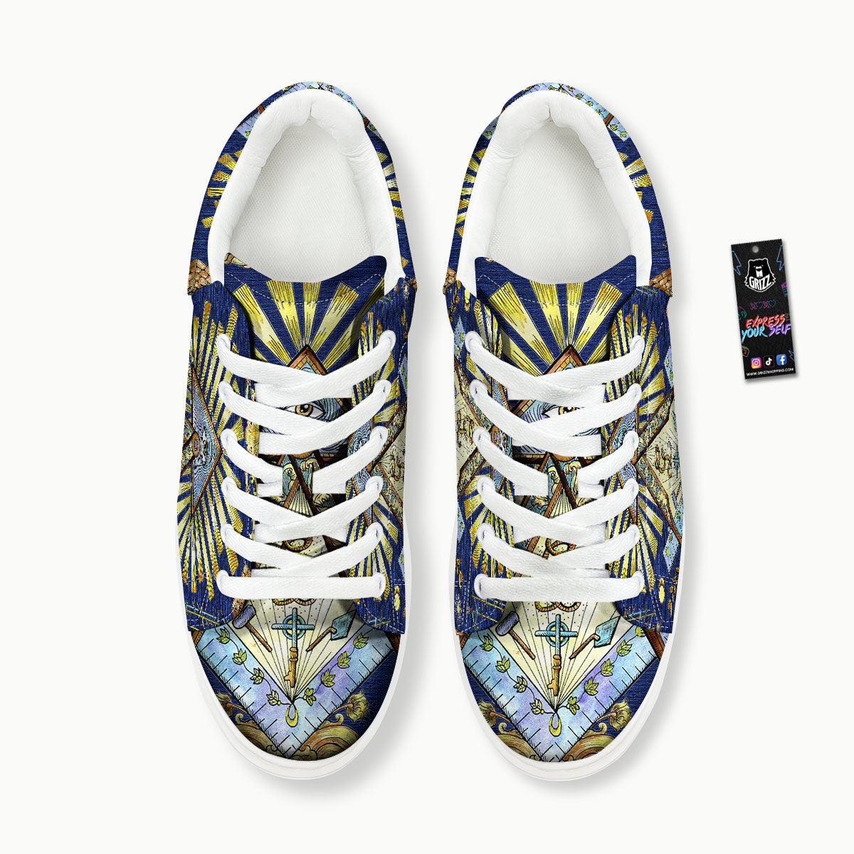 Freemasonry Masonic Vintage Print Platform Shoes-grizzshop
