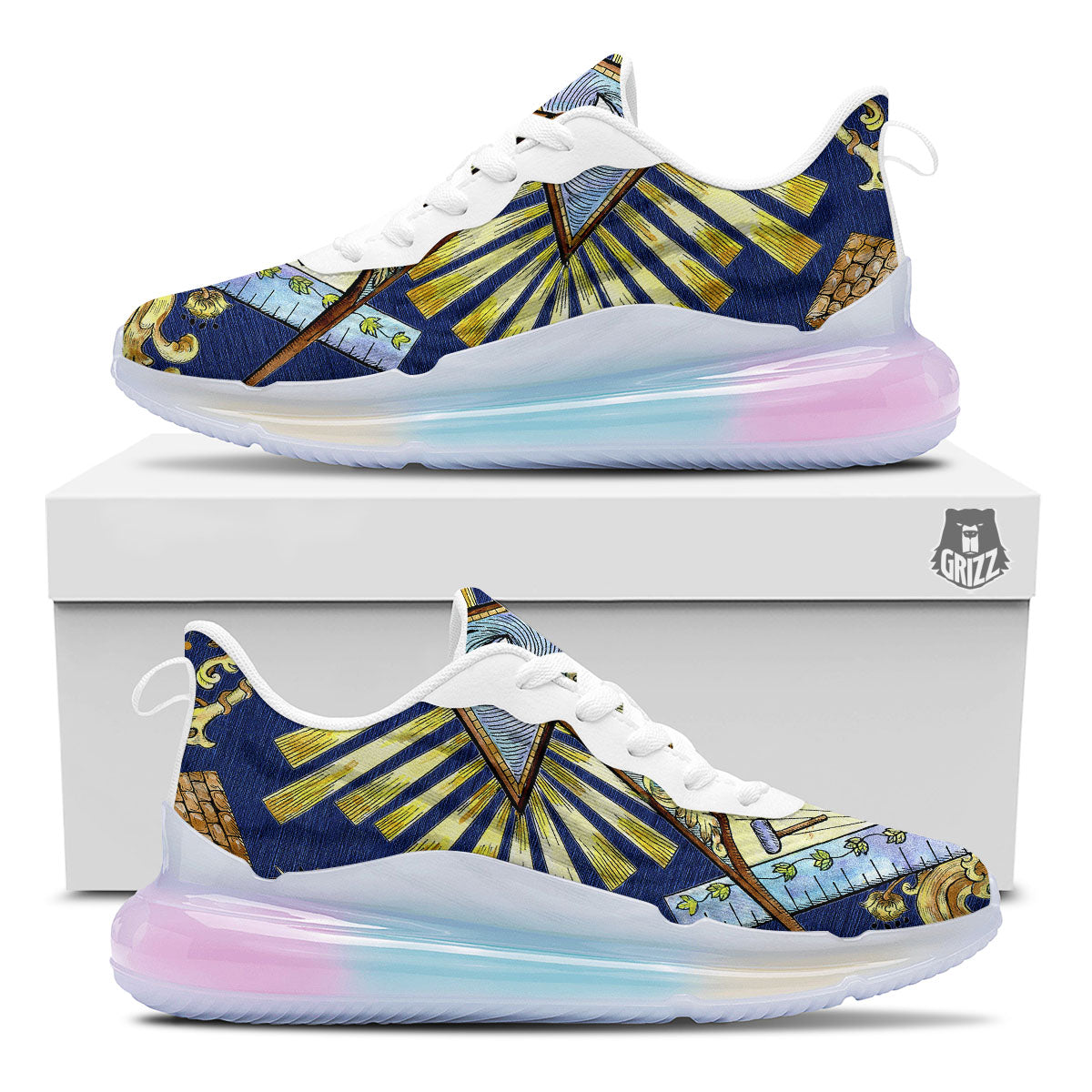 Freemasonry Masonic Vintage Print Running Sneakers-grizzshop