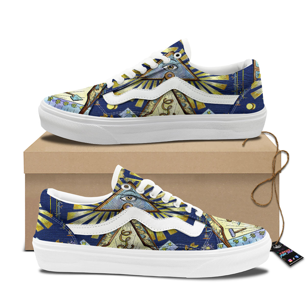 Freemasonry Masonic Vintage Print Skate Shoes-grizzshop