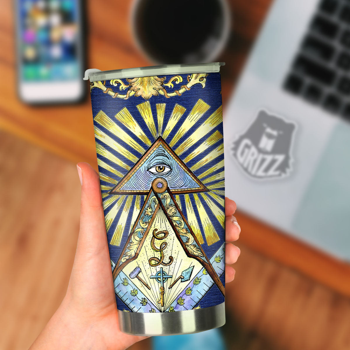 Freemasonry Masonic Vintage Print Tumbler-grizzshop