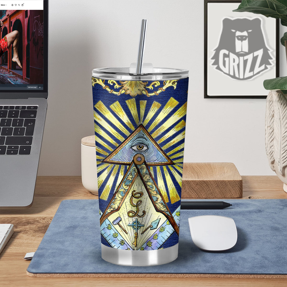 Freemasonry Masonic Vintage Print Tumbler-grizzshop