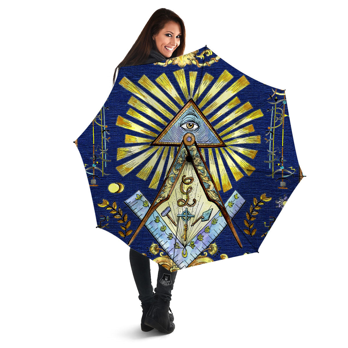 Freemasonry Masonic Vintage Print Umbrella-grizzshop