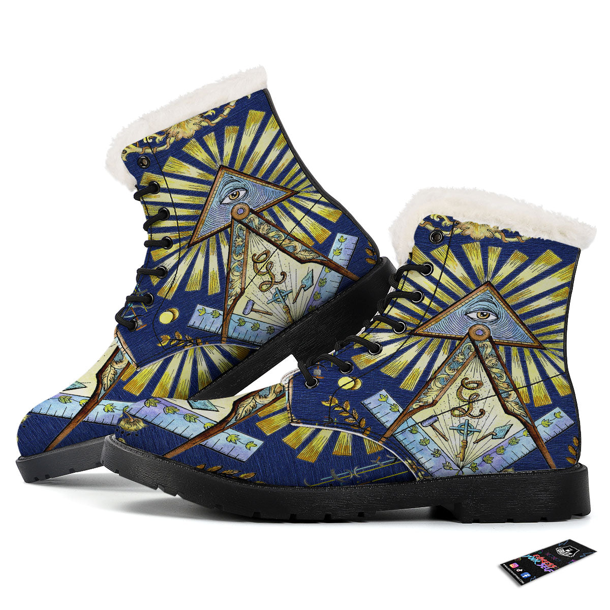 Freemasonry Masonic Vintage Print Winter Boots-grizzshop
