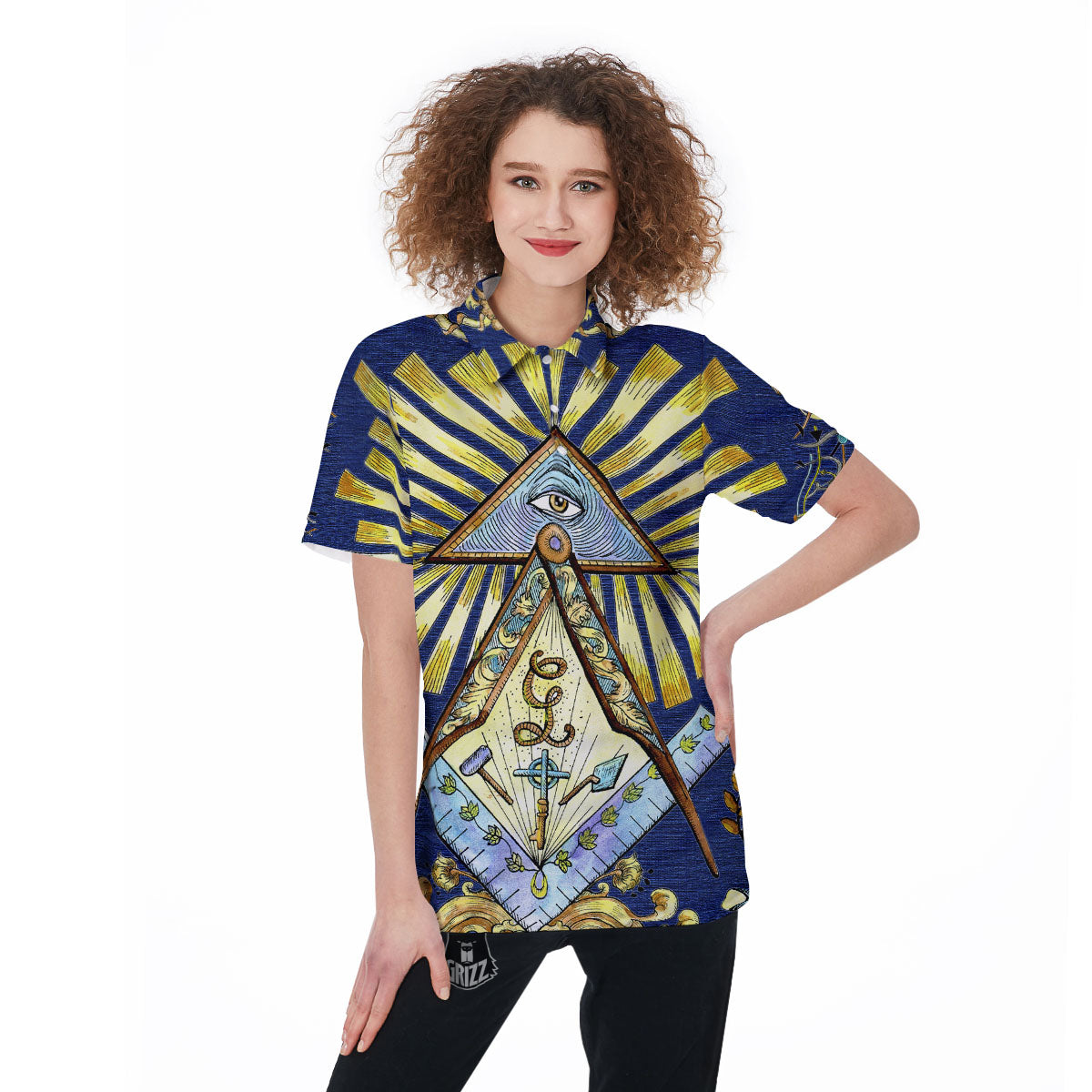 Freemasonry Masonic Vintage Print Women's Golf Shirts-grizzshop
