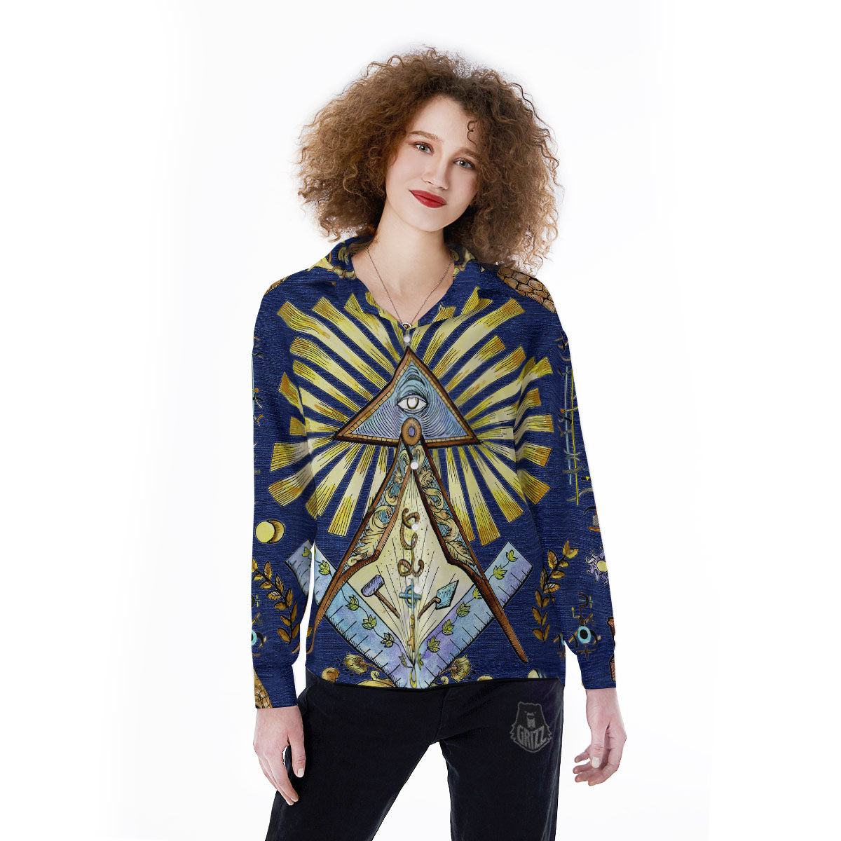 Freemasonry Masonic Vintage Print Women's Long Sleeve Shirts-grizzshop