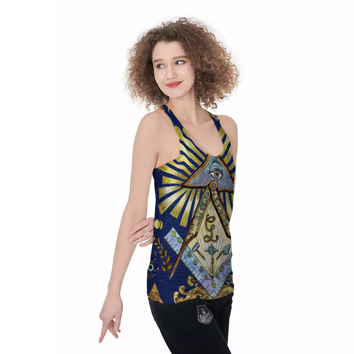 Freemasonry Masonic Vintage Print Women's Racerback Tank Top-grizzshop