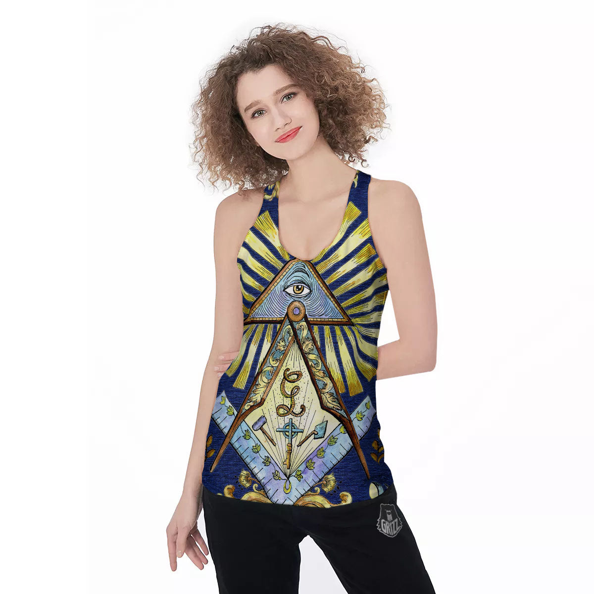 Freemasonry Masonic Vintage Print Women's Racerback Tank Top-grizzshop